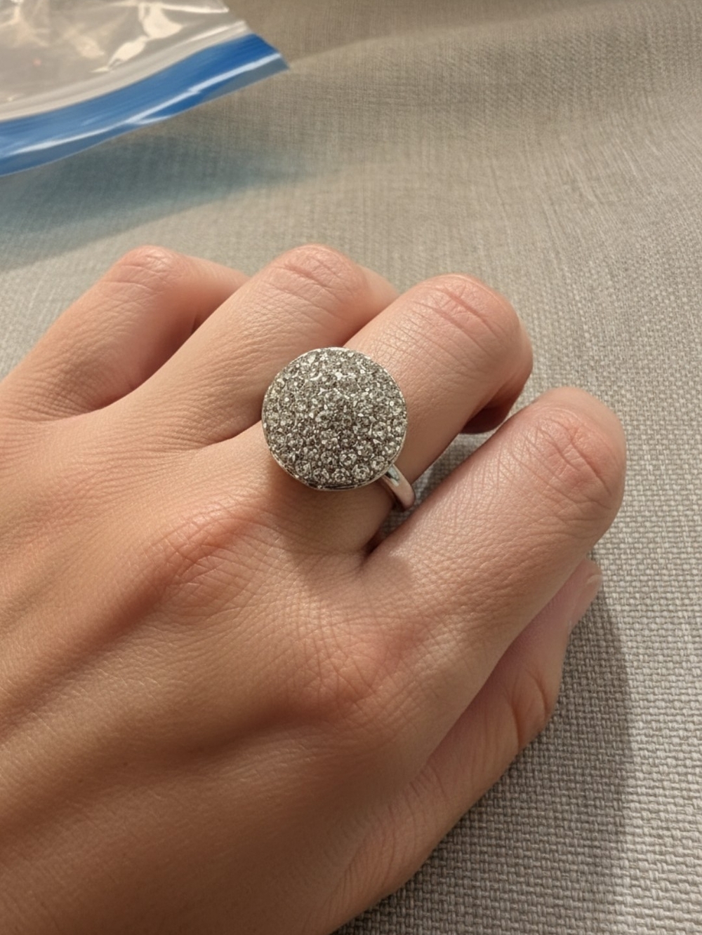 Pavé Dome Crystal Ring in Silver Tone